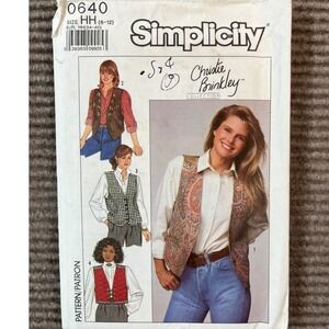 Simplicity 0640 Christie Brinkley Misses Lined Vests Sewing Pattern Size 6-12